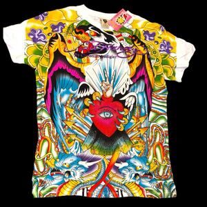 Vintage Y2K Ed Hardy Christian Audigier AOP Graphic Tee Shirt XL